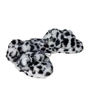 Torrid Double Band Faux Fur White Leopard Slippers Womens 8WW NWT